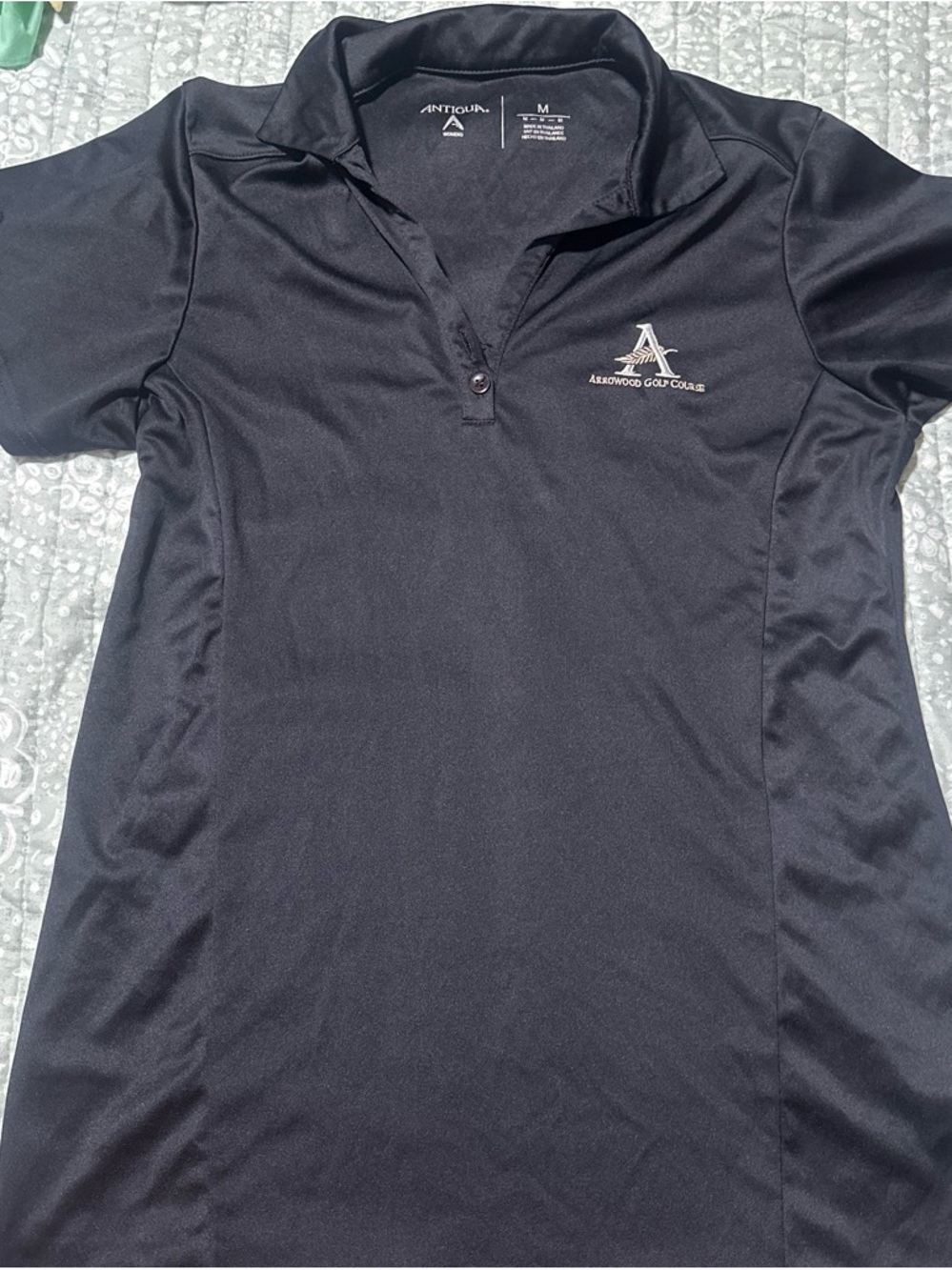 Antigua Black Polo with Arrowood Golf Embroidery
